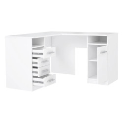 Funkcjonalne biurko narożne białe do biura i pokoju młodzieżowego