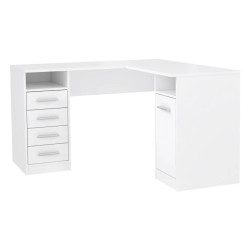 Funkcjonalne biurko narożne białe do biura i pokoju młodzieżowego