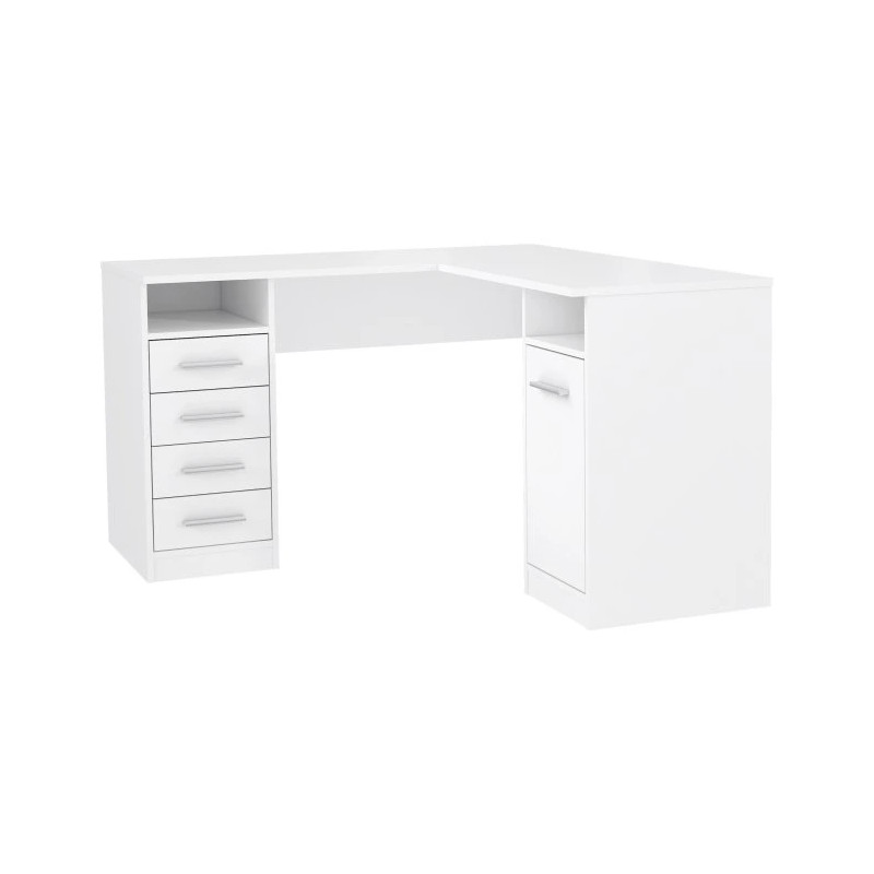 Funkcjonalne biurko narożne białe do biura i pokoju młodzieżowego