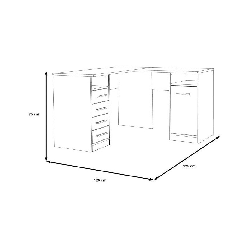 Funkcjonalne biurko narożne białe do biura i pokoju młodzieżowego