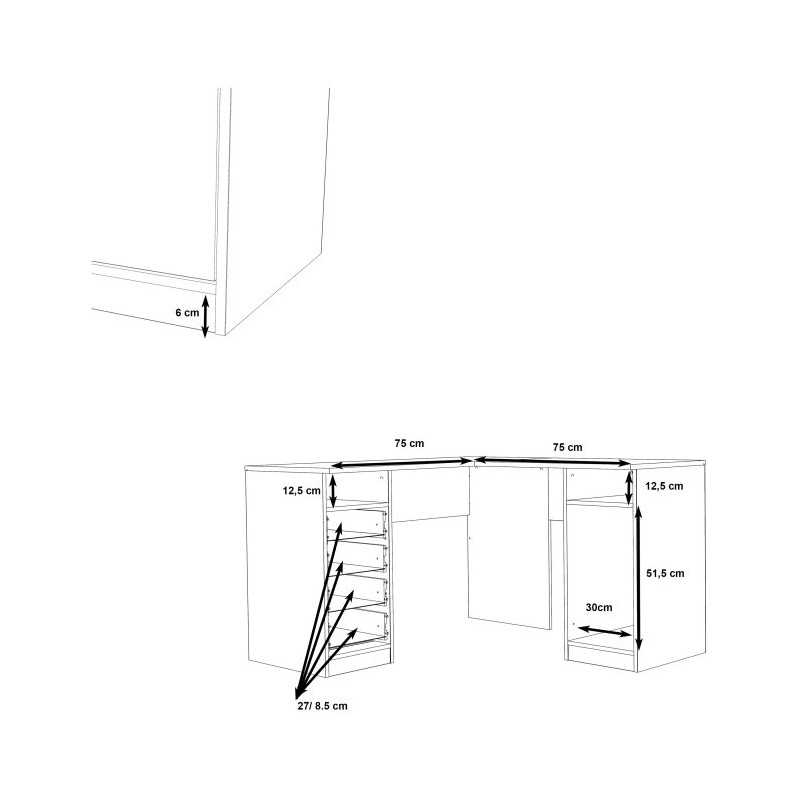 Funkcjonalne biurko narożne białe do biura i pokoju młodzieżowego