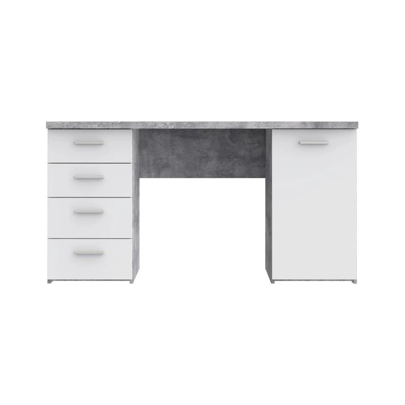 Biurko Jasny Beton/Biały 4 szuflady i szafka — Domowanie.pl
