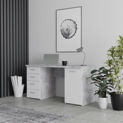 Biurko Jasny Beton/Biały 4 szuflady i szafka — Domowanie.pl