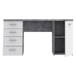 Biurko Jasny Beton/Biały 4 szuflady i szafka — Domowanie.pl