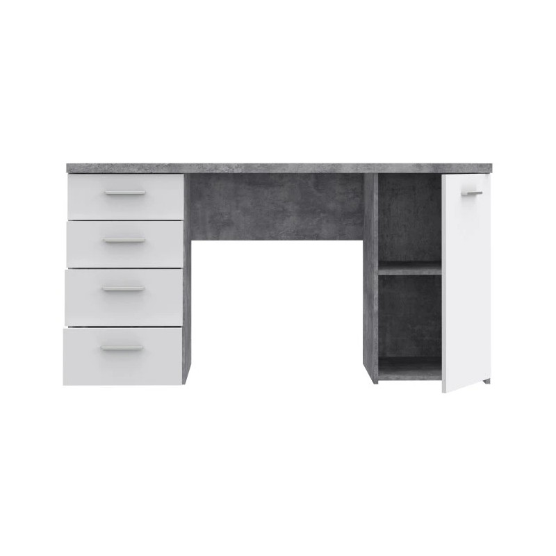 Biurko Jasny Beton/Biały 4 szuflady i szafka — Domowanie.pl
