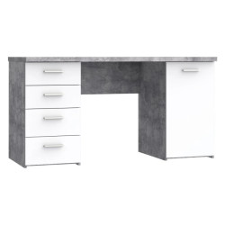 Biurko Jasny Beton/Biały 4 szuflady i szafka — Domowanie.pl