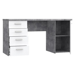 Biurko Jasny Beton/Biały 4 szuflady i szafka — Domowanie.pl