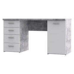 Biurko Jasny Beton/Biały 4 szuflady i szafka — Domowanie.pl