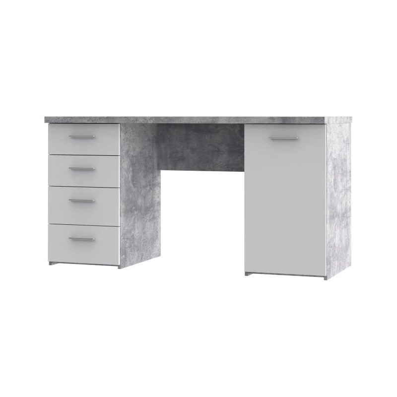 Biurko Jasny Beton/Biały 4 szuflady i szafka — Domowanie.pl