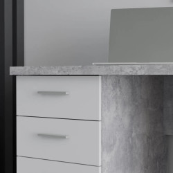 Biurko Jasny Beton/Biały 4 szuflady i szafka — Domowanie.pl