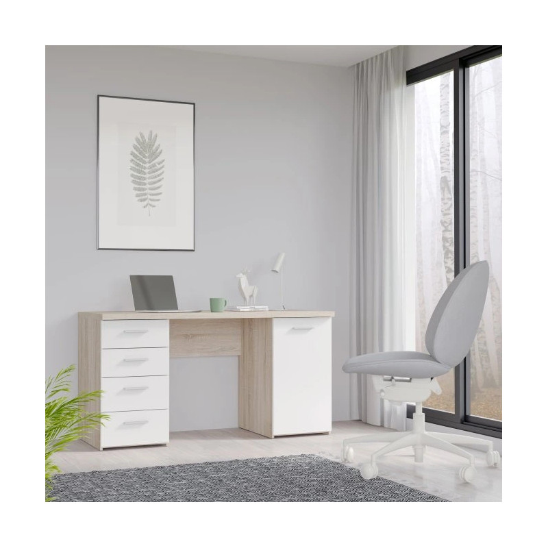 Stylowe biurko do pracy i nauki — drewno i biel — Kup teraz online