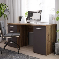 Biurko NET106 Dąb Flagstaff/Grafit 145x60 cm — Domowanie.pl