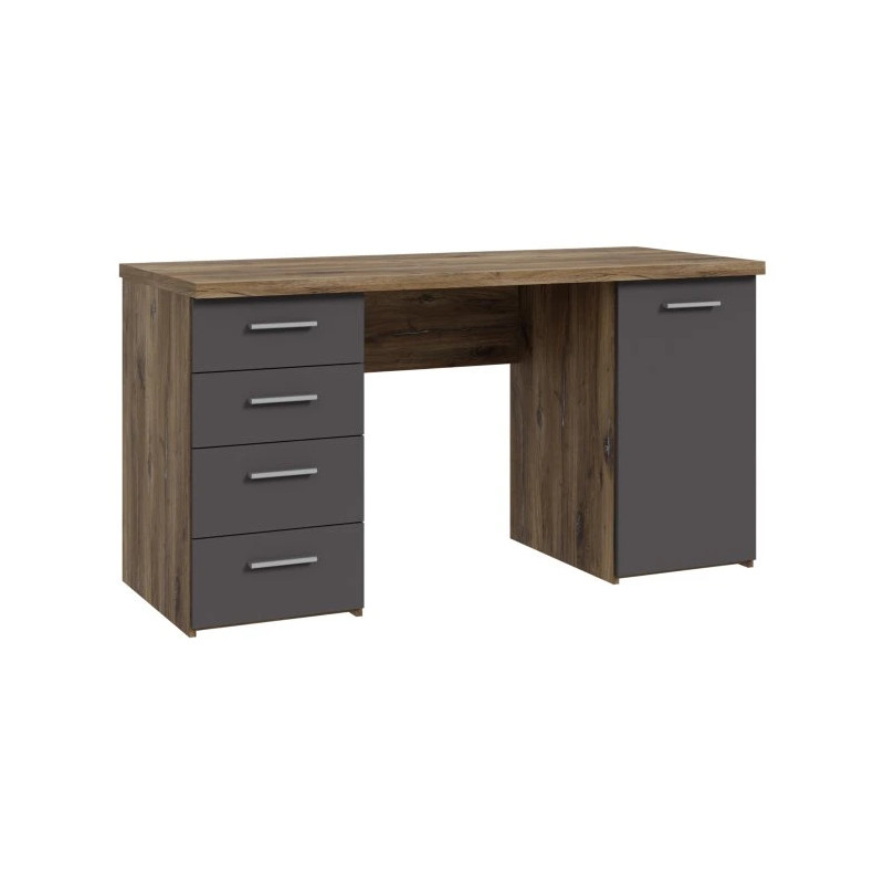 Biurko NET106 Dąb Flagstaff/Grafit 145x60 cm — Domowanie.pl