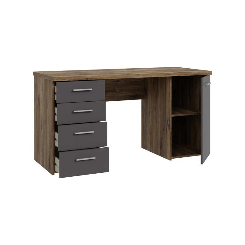 Biurko NET106 Dąb Flagstaff/Grafit 145x60 cm — Domowanie.pl