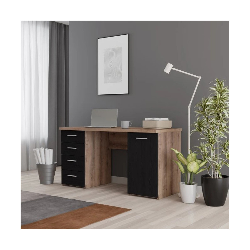 Biurko 145x60 cm Dąb Szlachetny/Czarny — Sklep Domowanie.pl