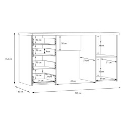 Biurko 145x60 cm Dąb Szlachetny/Czarny — Sklep Domowanie.pl