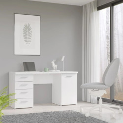 Stylowe białe biurko z szafką i 4 szufladami — Kup teraz online