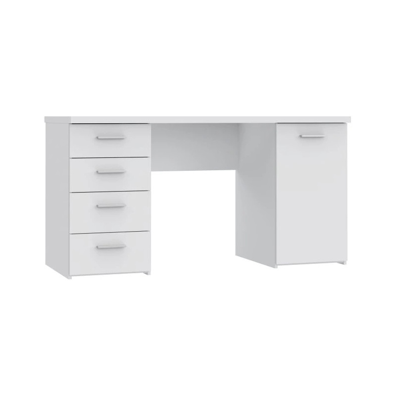 Stylowe białe biurko z szafką i 4 szufladami — Kup teraz online