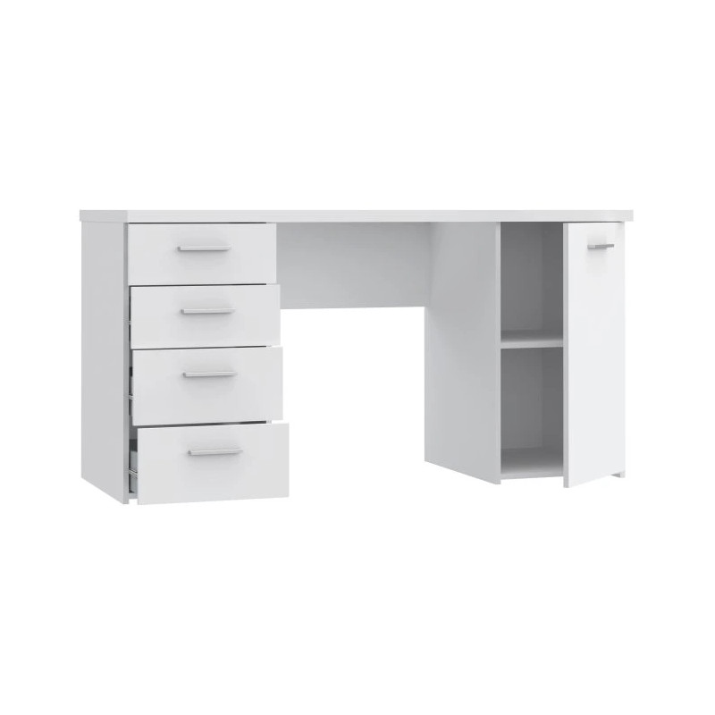 Stylowe białe biurko z szafką i 4 szufladami — Kup teraz online