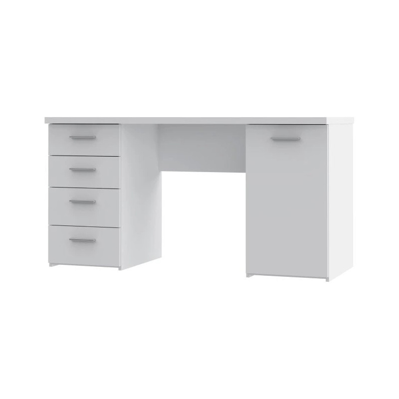 Stylowe białe biurko z szafką i 4 szufladami — Kup teraz online