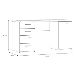 Stylowe białe biurko z szafką i 4 szufladami — Kup teraz online