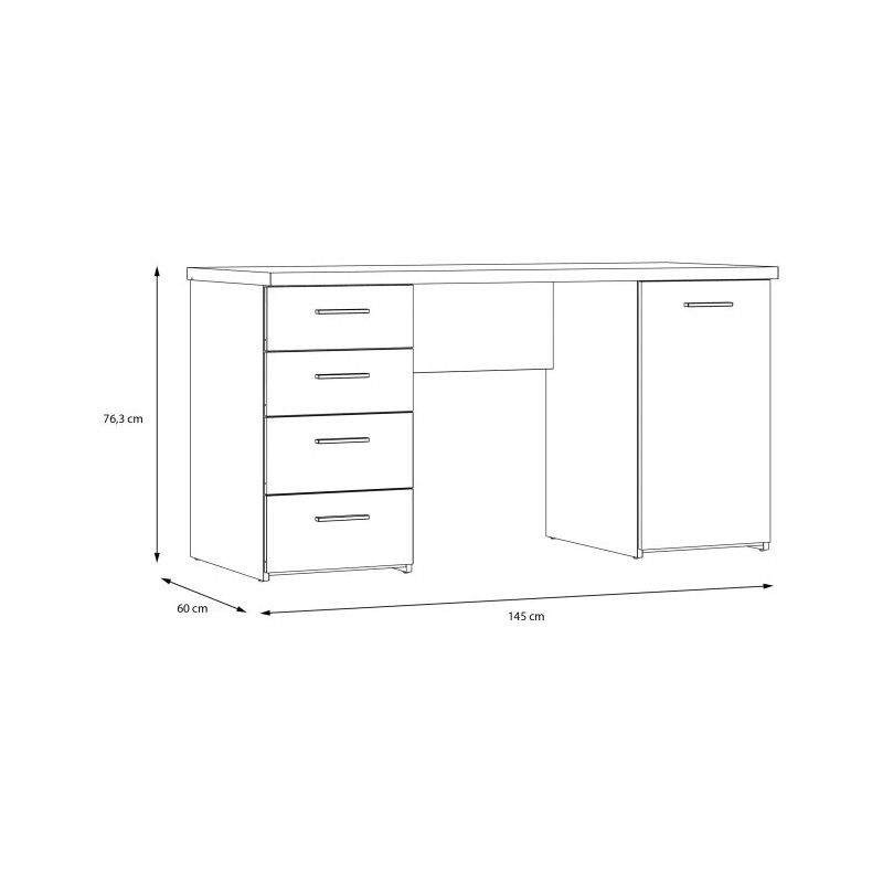 Stylowe białe biurko z szafką i 4 szufladami — Kup teraz online