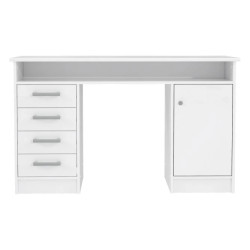 Biurko białe 126x55 cm z szafką na klucz i szufladami — Domowanie.pl