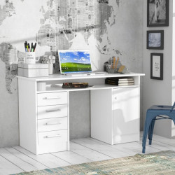 Biurko białe 126x55 cm z szafką na klucz i szufladami — Domowanie.pl
