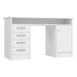 Biurko białe 126x55 cm z szafką na klucz i szufladami — Domowanie.pl