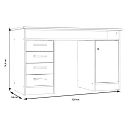 Biurko białe 126x55 cm z szafką na klucz i szufladami — Domowanie.pl