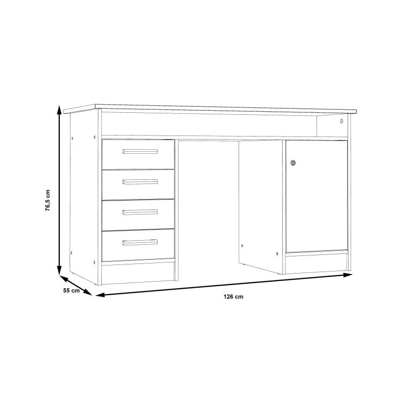 Biurko białe 126x55 cm z szafką na klucz i szufladami — Domowanie.pl