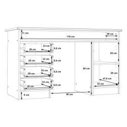 Biurko białe 126x55 cm z szafką na klucz i szufladami — Domowanie.pl