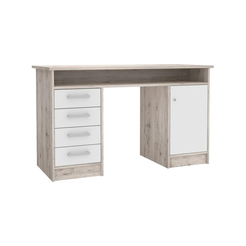 Biurko MT931-T19 Biały/Dąb Piaskowy 126x55 cm — Domowanie.pl