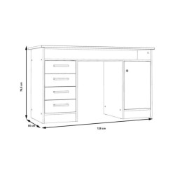 Biurko MT931-T19 Biały/Dąb Piaskowy 126x55 cm — Domowanie.pl