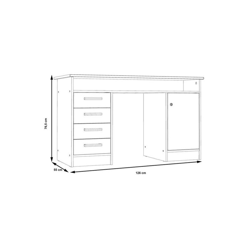 Biurko MT931-T19 Biały/Dąb Piaskowy 126x55 cm — Domowanie.pl