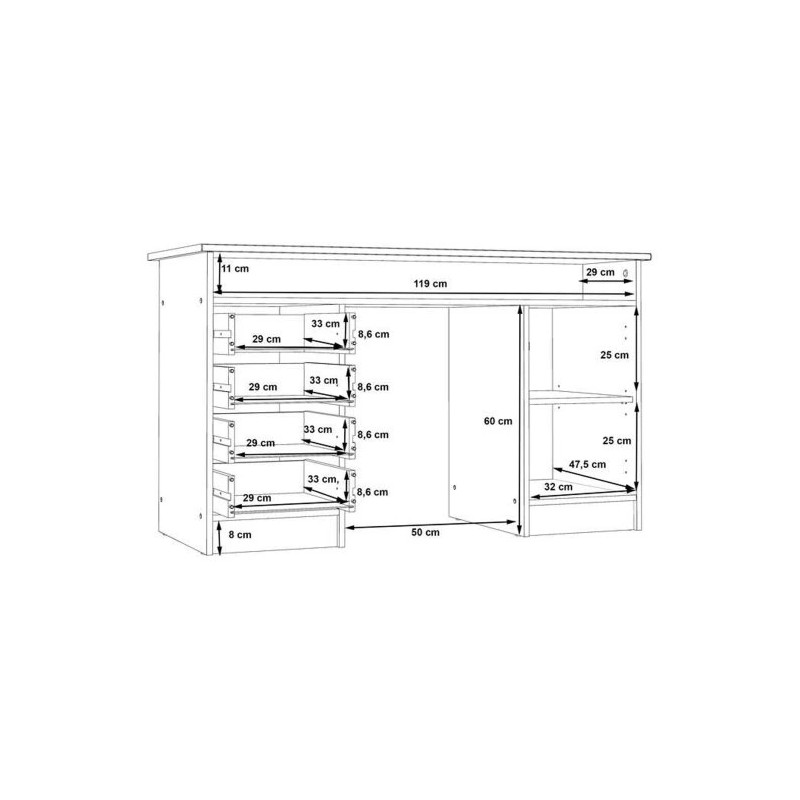 Biurko MT931-T19 Biały/Dąb Piaskowy 126x55 cm — Domowanie.pl