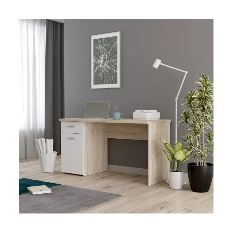 Stylowe biurko Biały/Dąb Sonoma do biura i pokoju — Kup online