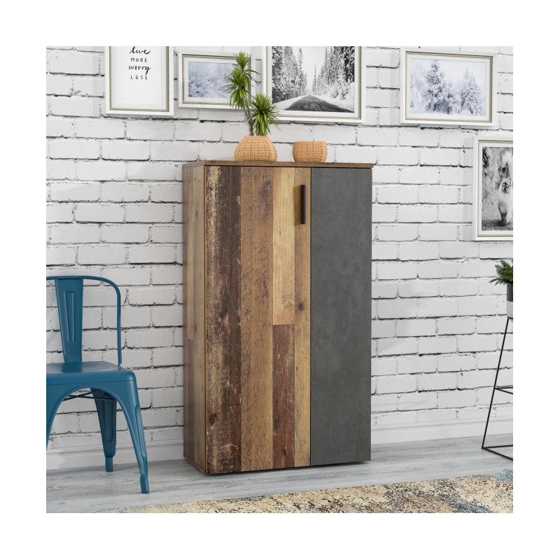 Szafka na buty NET106 Old-Wood/Beton 70 cm — styl loft — Domowanie.pl