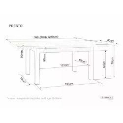 Rozkładany stół Presto kaszmir/dąb cremona torro 80/140(218)x78
