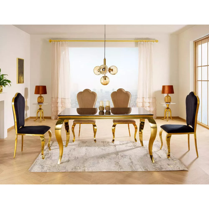 Stół Prince czarny/złoty 90(150)x75