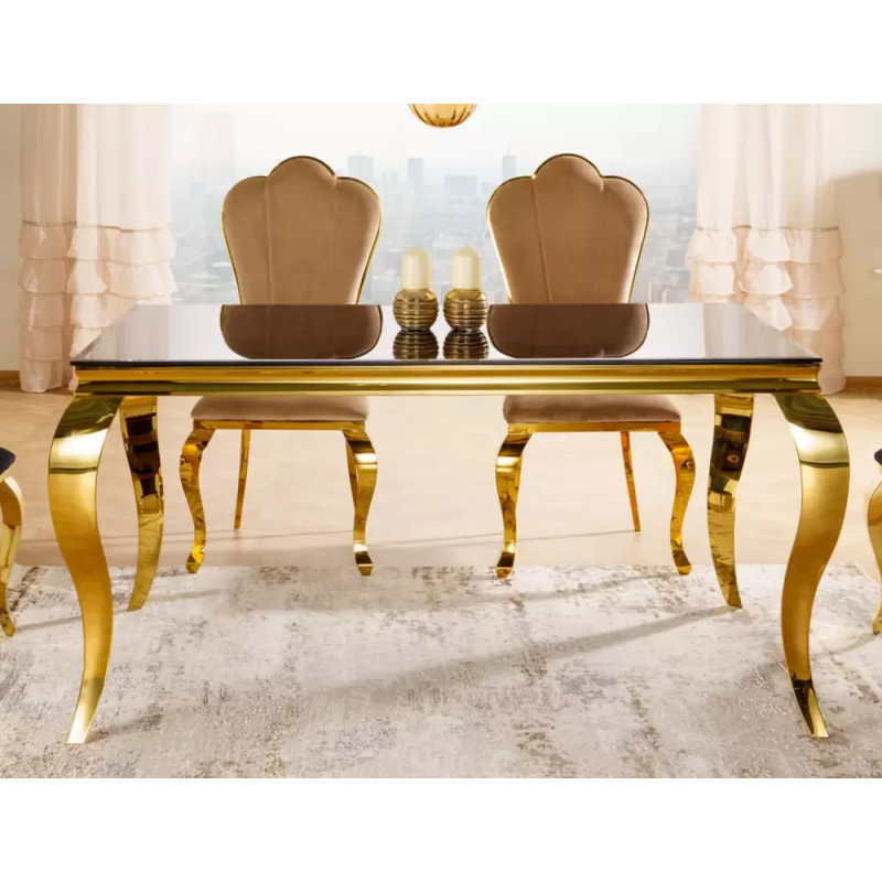 Stół Prince czarny/złoty 90(150)x75