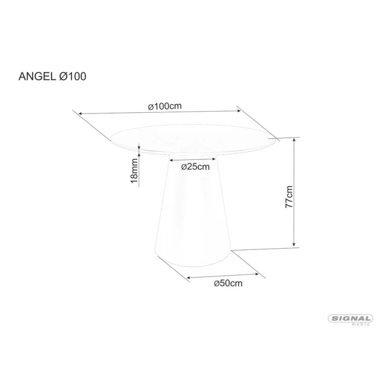 Okrągły stół Angel 100 szary efekt marmuru/czarny mat 100x75