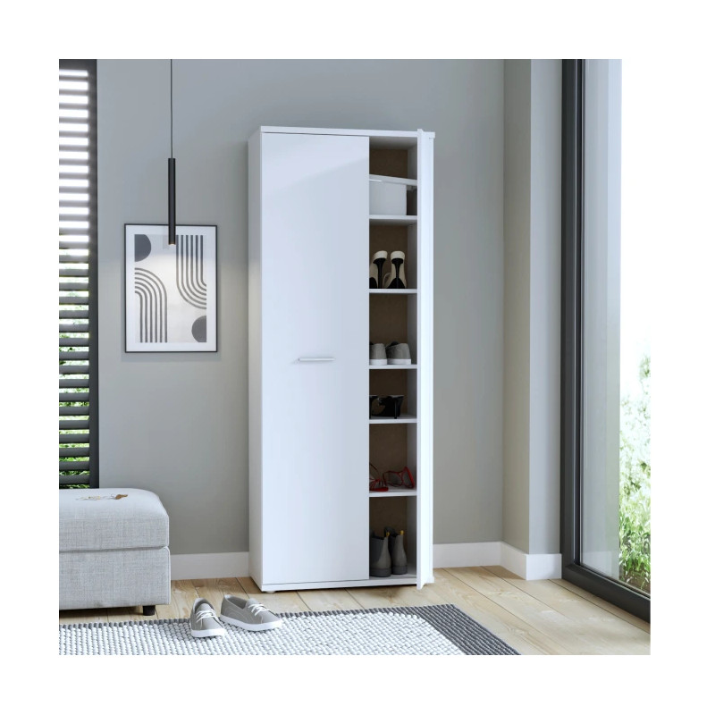 Wąska szafa na buty Biała NET106 – Styl i funkcjonalność