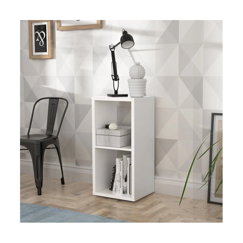 Mały regał NET106 Biały – otwarta półka 2 wnęki | Domowanie