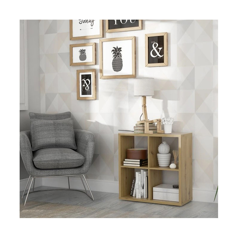 Regał NET106 Dąb Artisan – kwadratowy z 4 wnękami | Domowanie