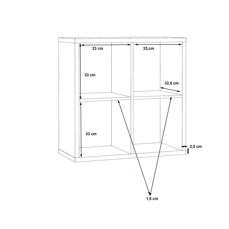 Regał NET106 Dąb Artisan – kwadratowy z 4 wnękami | Domowanie
