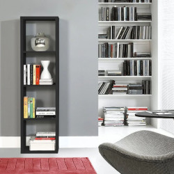 Wąski regał NET106 Czarny – nowoczesny styl i 4 wnęki