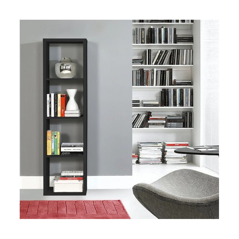 Wąski regał NET106 Czarny – nowoczesny styl i 4 wnęki