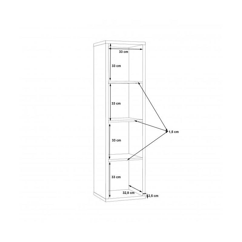 Wąski regał NET106 Czarny – nowoczesny styl i 4 wnęki