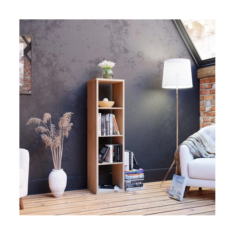 Wąski regał NET106 Dąb Sonoma – elegancki mebel do każdego wnętrza